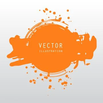 Vector splats splashes and blobs of orange ink paint in different shapes drip Illustrazione stock