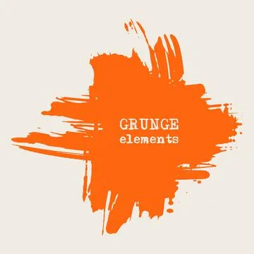 Vector splats splashes and blobs of orange ink paint in different shapes drip Illustrazione stock
