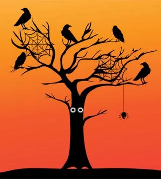 Vector Spooky Tree Stock Illustration