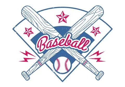 Vector sport logo for baseball with bats and ball. Vintage vector emblem fo.. Stock Illustration