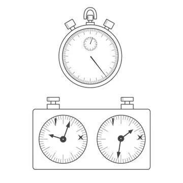 Vector. Sport timer and chess clock. Chess timer, sports timer. Isolated Stock Illustration