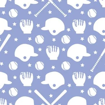 Vector sports seamless pattern. Baseball equipment Stock Illustration