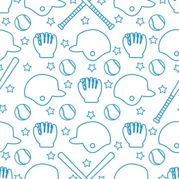 Vector sports seamless pattern. Baseball equipment イラスト素材