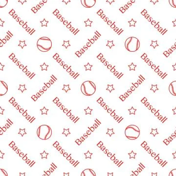 Vector sports seamless pattern with baseball balls Ilustração Stock