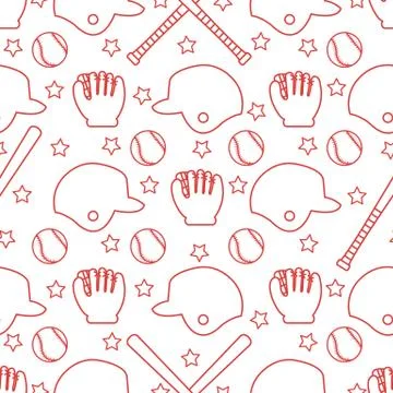 Vector sports seamless pattern. Baseball equipment Illustrazione stock