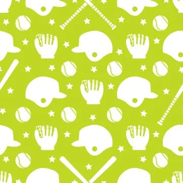 Vector sports seamless pattern. Baseball equipment Illustrazione stock