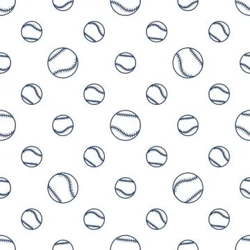 Vector sports seamless pattern with baseball balls Stock Illustration
