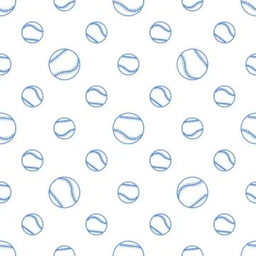Vector sports seamless pattern with baseball balls Illustrazione stock