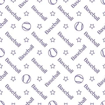 Vector sports seamless pattern with baseball balls Stock Illustration