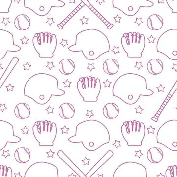 Vector sports seamless pattern. Baseball equipment Stock Illustration