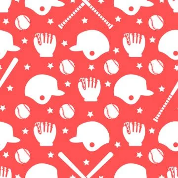 Vector sports seamless pattern. Baseball equipment Illustrazione stock