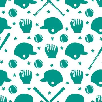 Vector sports seamless pattern. Baseball equipment イラスト素材
