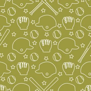 Vector sports seamless pattern. Baseball equipment イラスト素材