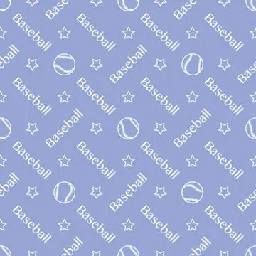 Vector sports seamless pattern with baseball balls Stock Illustration