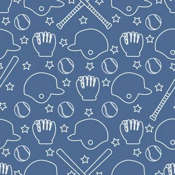 Vector sports seamless pattern. Baseball equipment Illustrazione stock