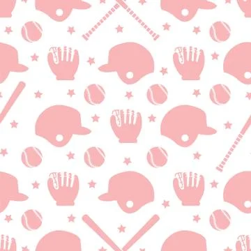 Vector sports seamless pattern. Baseball equipment Illustrazione stock