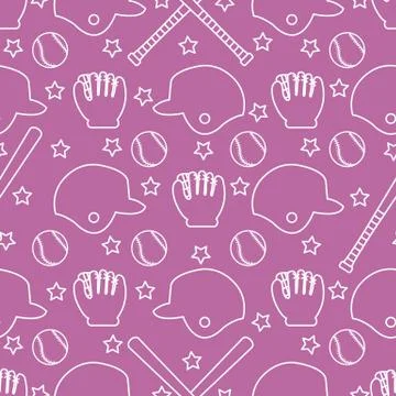 Vector sports seamless pattern. Baseball equipment Stock Illustration