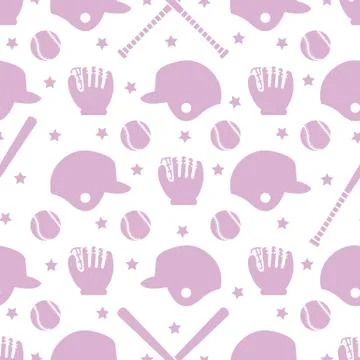 Vector sports seamless pattern. Baseball equipment Stock Illustration