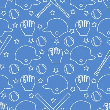 Vector sports seamless pattern. Baseball equipment Stock Illustration