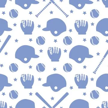 Vector sports seamless pattern. Baseball equipment イラスト素材