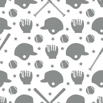 Vector sports seamless pattern. Baseball equipment Illustrazione stock