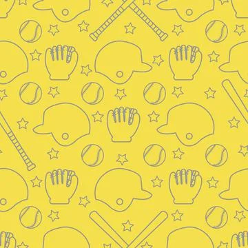 Vector sports seamless pattern. Baseball equipment Stock Illustration
