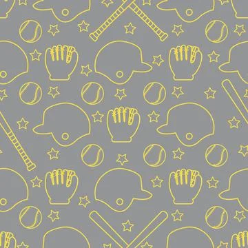 Vector sports seamless pattern. Baseball equipment イラスト素材