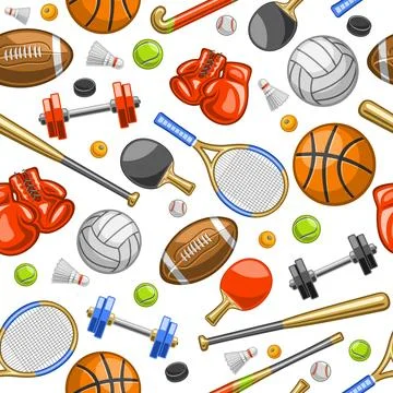 Vector Sports Seamless Pattern Stock Illustration
