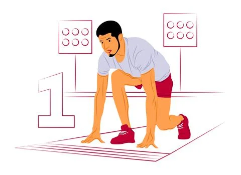 Vector sportsman in shadow of sharp lines style Stock Illustration