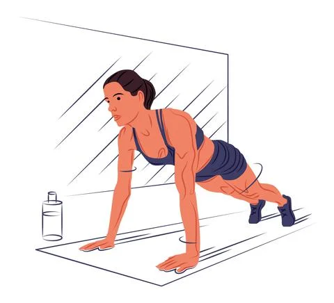 Vector sportswoman in shadow of sharp lines style Stock Illustration