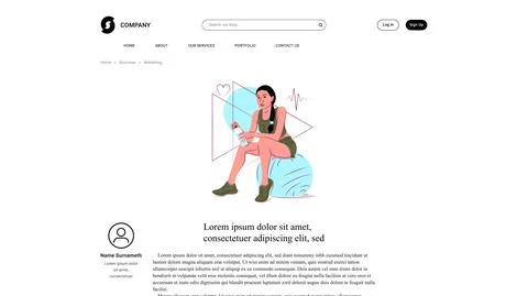 Vector sportswoman in shadow of sharp lines style . Editable illustration Stock Illustration