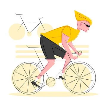 Vector sporty cyclist in shadow of sharp lines style Stock Illustration