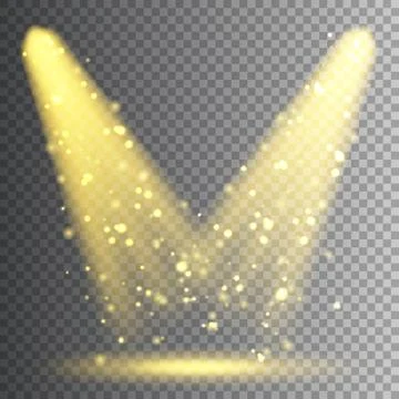 Vector spotlight. Bright Christmas glowing light beam with sparkles. Transparent Stock Illustration