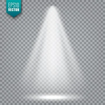 Vector spotlight. Bright light beam. Transparent realistic effect. Stage Stock Illustration