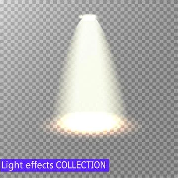 Vector Spotlights and neon Light Effects  isolated on transparent  background Stock Illustration