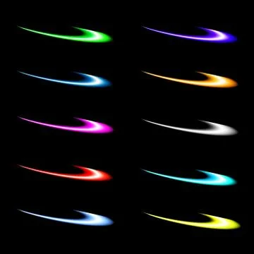 Vector Spotlights and neon Light Effects Set isolated on transparent and black Stock Illustration