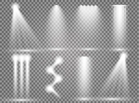Vector Spotlights. Scene. Light Effects. Glow light effect Illustrazione stock