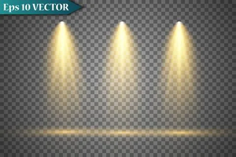 Vector Spotlights. Scene. Light Effects. Glow light effect. Vector illustration. Illustrazione stock