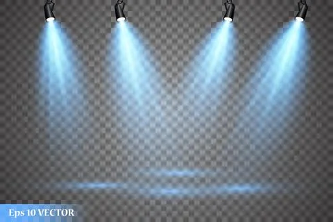 Vector Spotlights. Scene. Light Effects. Glow light effect. Vector illustration. Stock Illustration