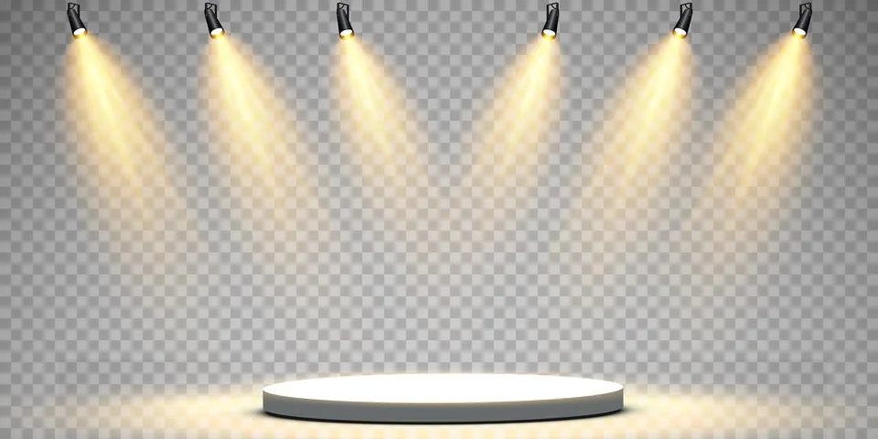 Vector Spotlights. Scene. Light Effects. Glow light effect. Vector illustration. Stockillustratie