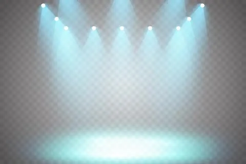 Vector Spotlights. Scene. Light Effects. Glow light effect. Vector illustration. Illustrazione stock