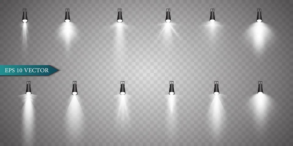 Vector Spotlights. Scene. Light Effects. Glow light effect Illustrazione stock