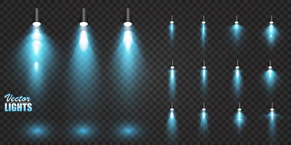 Vector Spotlights. Scene. Light Effects. Glow light effect. Vector illustration. Stock Illustration