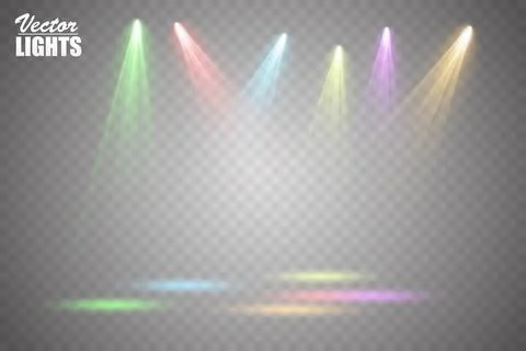 Vector Spotlights. Scene. Light Effects. Glow light effect. Vector illustration. Stock Illustration