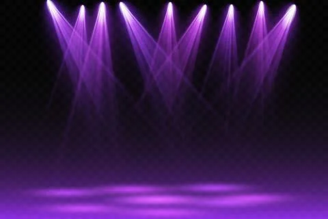 Vector Spotlights. Scene. Light Effects. Glow light effect. Vector illustration. Illustrazione stock