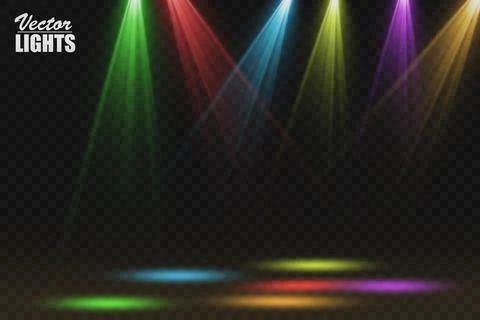 Vector Spotlights. Scene. Light Effects. Glow light effect. Vector illustration. Stock Illustration
