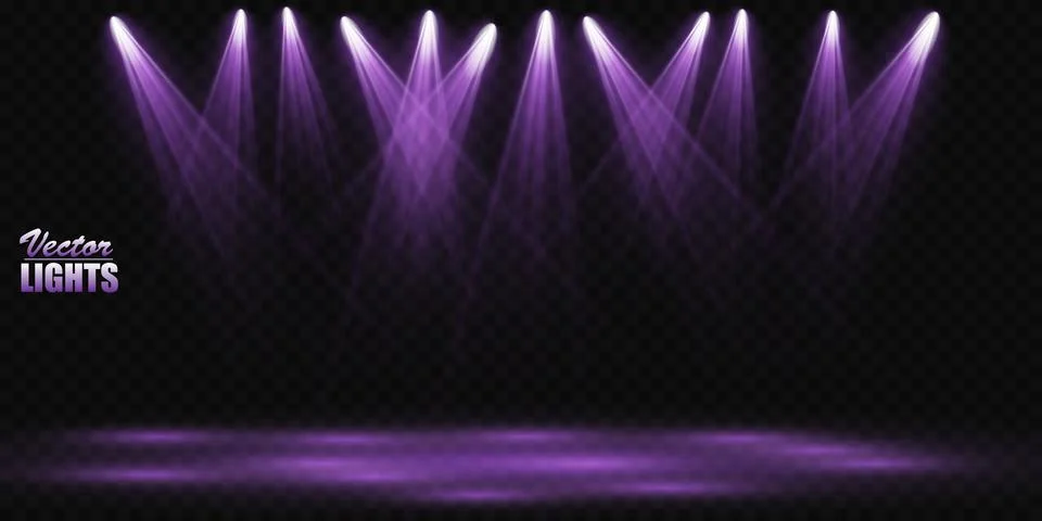 Vector Spotlights. Scene. Light Effects. Glow light effect. Vector illustration. Stock Illustration