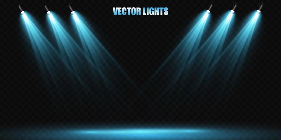 Vector Spotlights. Scene. Light Effects. Glow light effect. Vector illustration. Illustrazione stock