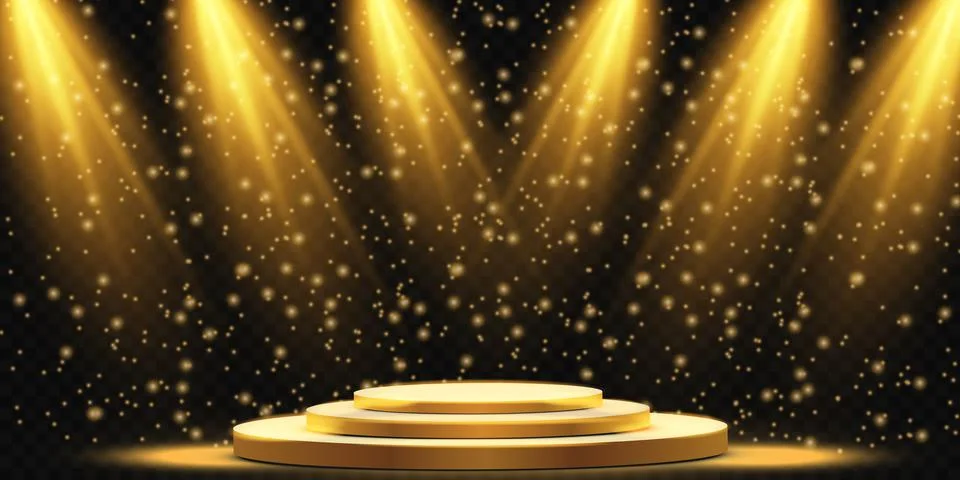 Vector Spotlights. Scene. Light Effects. Glow light effect. Vector illustration. Illustrazione stock