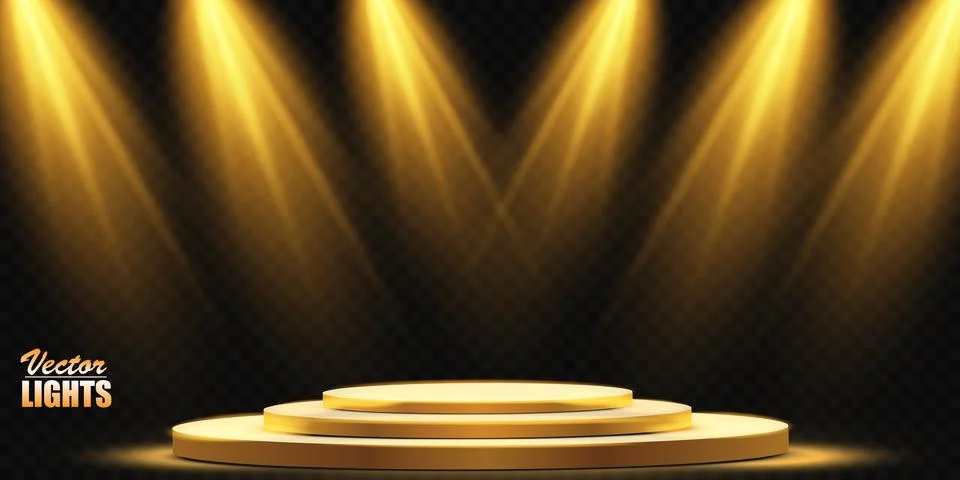 Vector Spotlights. Scene. Light Effects. Glow light effect. Vector illustration. Stock Illustration